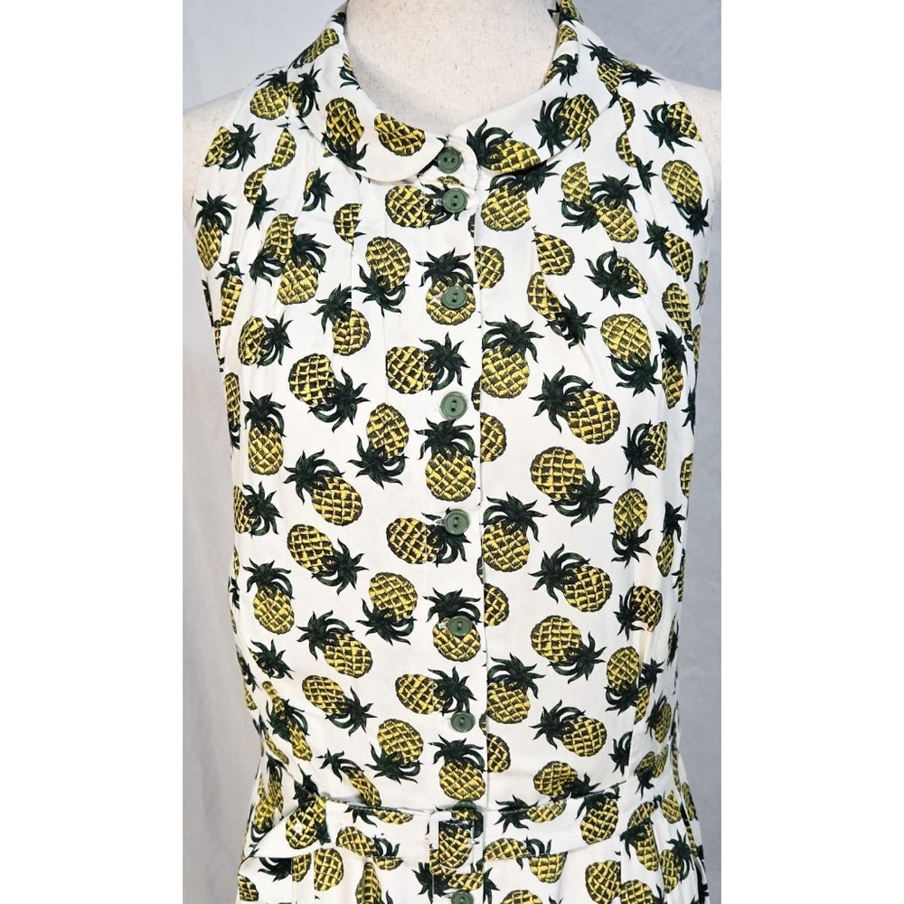 Modcloth Emily And Fin Retro A Line Dress Pineapple Rockabilly 50s Button Front - Picture 2 of 5